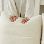 Beige 39.7  Teddy Fabric Lounge Chair with Plastic Legs