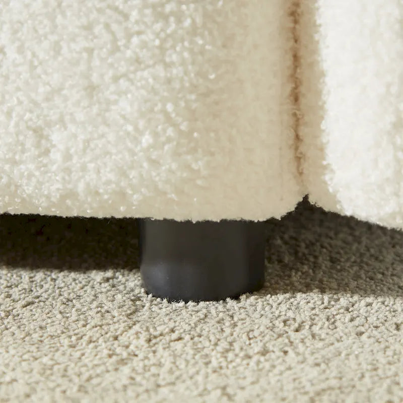 Beige 39.7  Teddy Fabric Lounge Chair with Plastic Legs