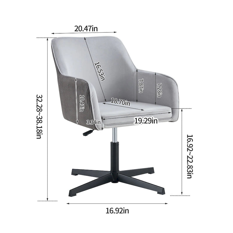 Antique Dark Grey Modern 25.6  Swivel Desk Chair
