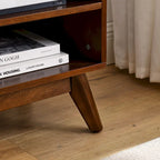 59  TV Stand with Open Shelves & Rattan Doors for 65  TVs