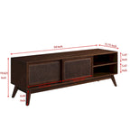 59  TV Stand with Open Shelves & Rattan Doors for 65  TVs