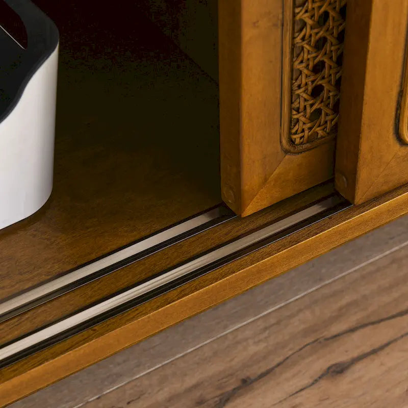 59  TV Stand with Open Shelves & Rattan Doors for 65  TVs