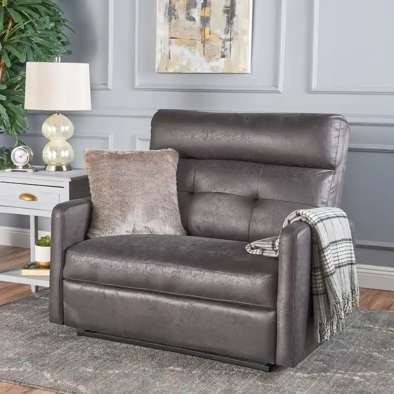 Modern Contemporary Recliner Chair (Double Seat), Fabric Loveseat with Plush Cushions