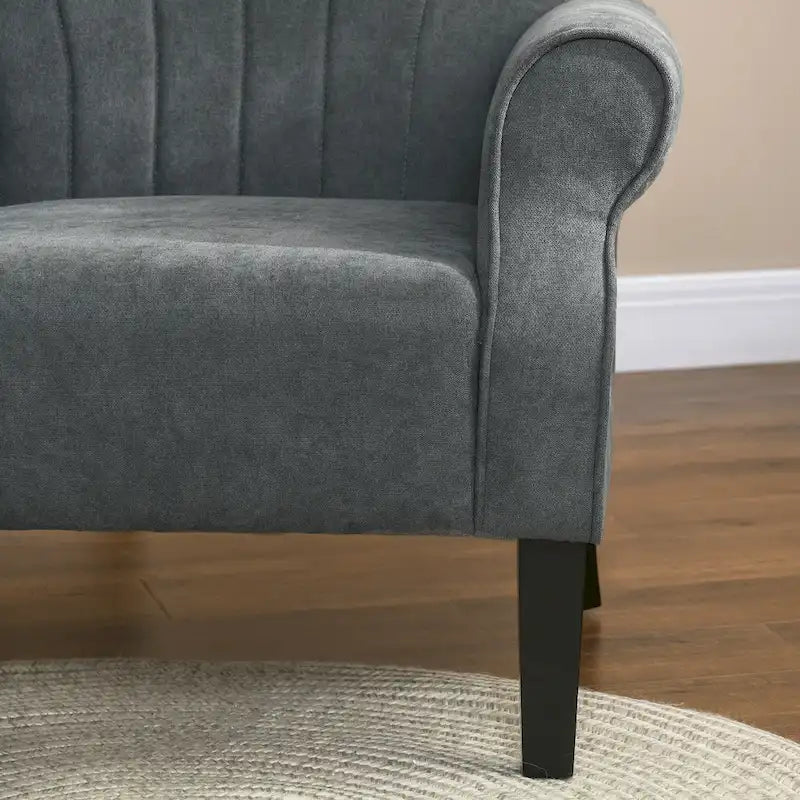 Dark Gray Modern 31.5  High Back Upholstered Arm Chair with Wood Legs