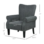 Dark Gray Modern 31.5  High Back Upholstered Arm Chair with Wood Legs