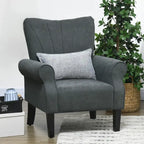 Dark Gray Modern 31.5  High Back Upholstered Arm Chair with Wood Legs