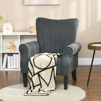Dark Gray Modern 31.5  High Back Upholstered Arm Chair with Wood Legs