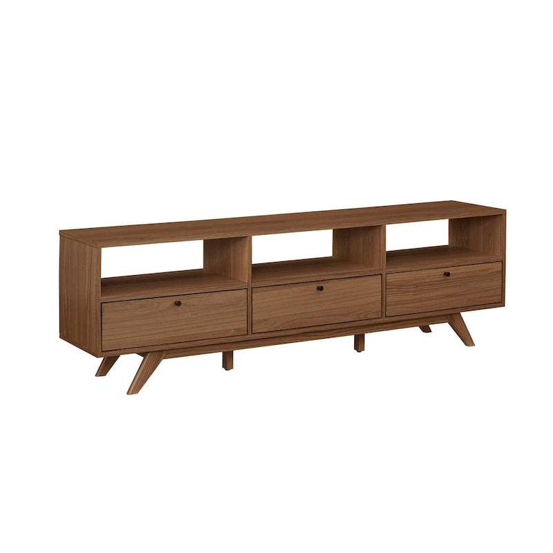 Modern Scandi 3-Door Low Profile TV Stand for TVs up to 80 Inches - Mocha