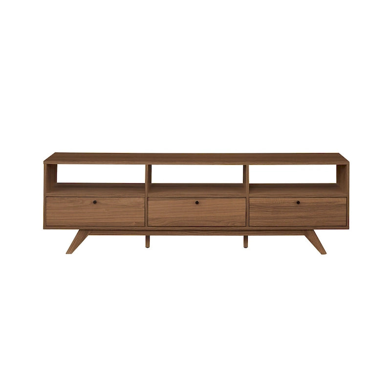 Modern Scandi 3-Door Low Profile TV Stand for TVs up to 80 Inches - Mocha