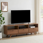 Modern Scandi 3-Door Low Profile TV Stand for TVs up to 80 Inches - Mocha