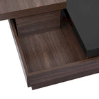 Rotatable Top Coffee Table, Modern Square Coffee Table with Wood Grain Design, 1 Hidden Storage Space for Living Room