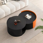 Nesting Coffee Table, Round Nesting Tables and End Tables for Small Space, Modern Side Tables with Extendable Sliding Tabletop