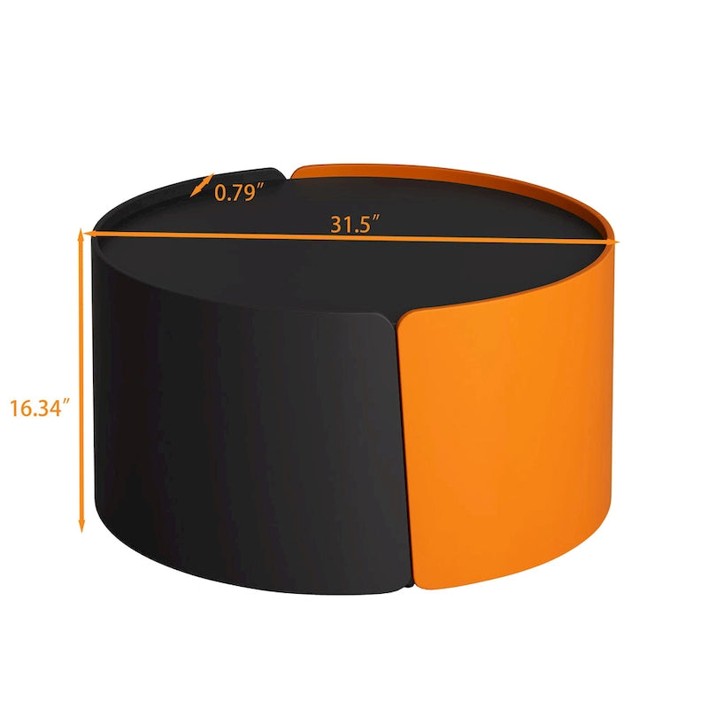 Nesting Coffee Table, Round Nesting Tables and End Tables for Small Space, Modern Side Tables with Extendable Sliding Tabletop