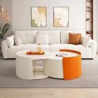 Nesting Coffee Table, Round Nesting Tables and End Tables for Small Space, Modern Side Tables with Extendable Sliding Tabletop
