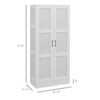 71  Tall Storage Cabinet with Movable Storage Shelves, Modern Style Pantry Cupboard Cabinet with Soft Close Doors, White