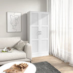71  Tall Storage Cabinet with Movable Storage Shelves, Modern Style Pantry Cupboard Cabinet with Soft Close Doors, White