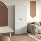 71  Tall Storage Cabinet with Movable Storage Shelves, Modern Style Pantry Cupboard Cabinet with Soft Close Doors, White