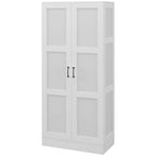 71  Tall Storage Cabinet with Movable Storage Shelves, Modern Style Pantry Cupboard Cabinet with Soft Close Doors, White