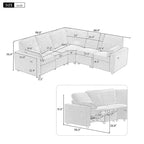 89  Power Recliner Sectional Sofa Home Theater Reclining Sofa with Two USB Ports, Two Storage Drawers for Living Room, Beige