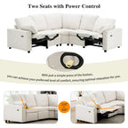 89  Power Recliner Sectional Sofa Home Theater Reclining Sofa with Two USB Ports, Two Storage Drawers for Living Room, Beige