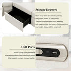 89  Power Recliner Sectional Sofa Home Theater Reclining Sofa with Two USB Ports, Two Storage Drawers for Living Room, Beige