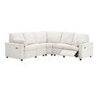 89  Power Recliner Sectional Sofa Home Theater Reclining Sofa with Two USB Ports, Two Storage Drawers for Living Room, Beige