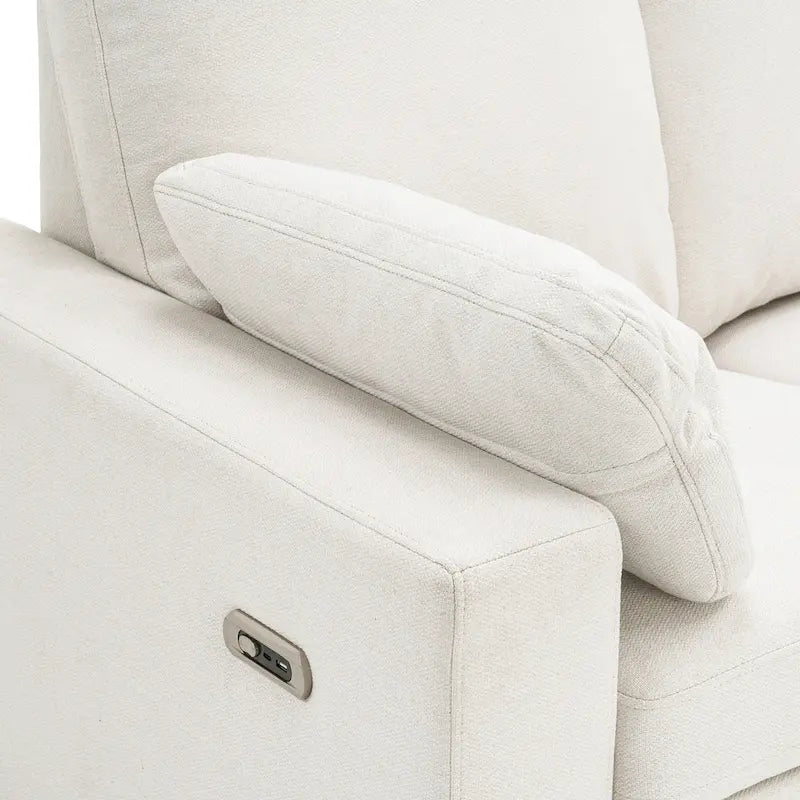 89  Power Recliner Sectional Sofa Home Theater Reclining Sofa with Two USB Ports, Two Storage Drawers for Living Room, Beige