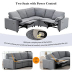 89  Power Recliner Sectional Sofa Home Theater Reclining Sofa with Two USB Ports, Two Storage Drawers for Living Room, Beige