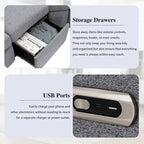 89  Power Recliner Sectional Sofa Home Theater Reclining Sofa with Two USB Ports, Two Storage Drawers for Living Room, Beige