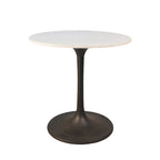 30  White And Black Rounded Marble And Iron Pedestal Base Dining Table