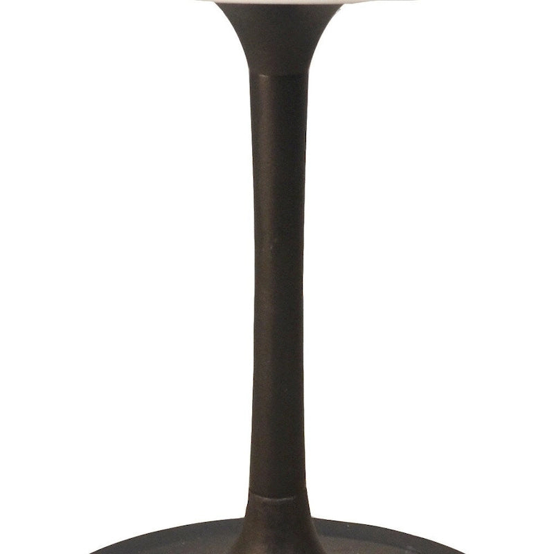 30  White And Black Rounded Marble And Iron Pedestal Base Dining Table