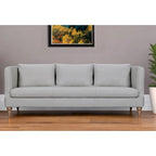 HomeRoots 85  Gray Leather Sofa With Brown Legs