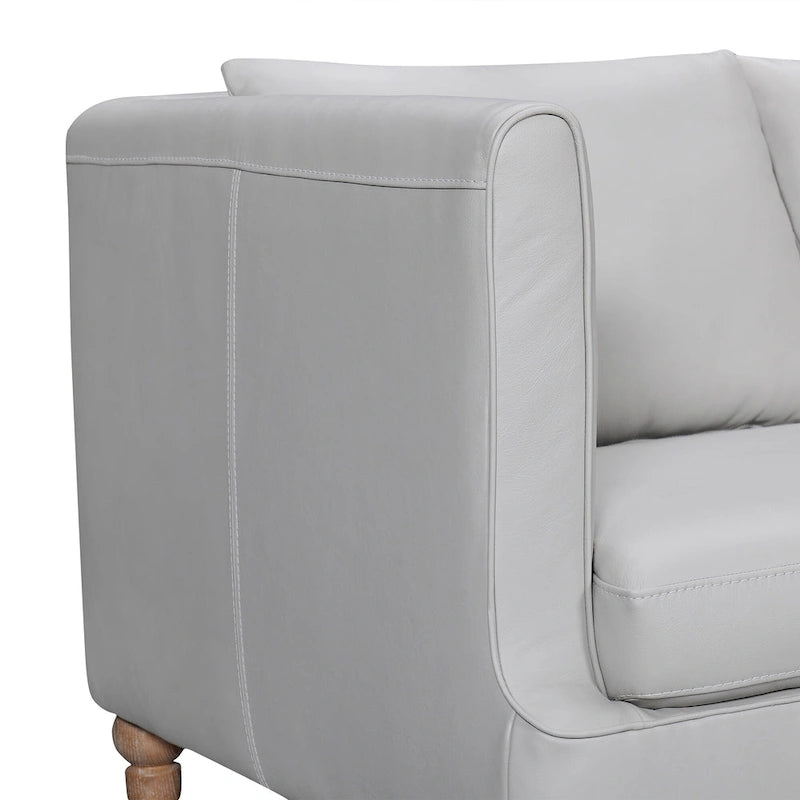 HomeRoots 85  Gray Leather Sofa With Brown Legs