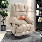 Oversized Chenille Power Lift Recliner Chair with Massage and Lumbar Heating, USB Charge Port