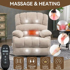 Oversized Chenille Power Lift Recliner Chair with Massage and Lumbar Heating, USB Charge Port