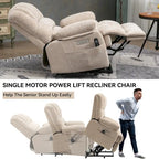 Oversized Chenille Power Lift Recliner Chair with Massage and Lumbar Heating, USB Charge Port