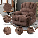 Oversized Chenille Power Lift Recliner Chair with Massage and Lumbar Heating, USB Charge Port
