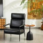 Glitzhome 33.75 W Mid-Century Modern Leatherette Armchair With High Back and Padded Arms - 33.75  W x 39.5  H x 28  D