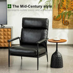 Glitzhome 33.75 W Mid-Century Modern Leatherette Armchair With High Back and Padded Arms - 33.75  W x 39.5  H x 28  D