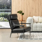 Glitzhome 33.75 W Mid-Century Modern Leatherette Armchair With High Back and Padded Arms - 33.75  W x 39.5  H x 28  D