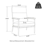 Glitzhome 33.75 W Mid-Century Modern Leatherette Armchair With High Back and Padded Arms - 33.75  W x 39.5  H x 28  D