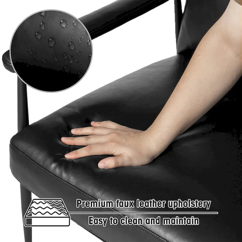 Glitzhome 33.75 W Mid-Century Modern Leatherette Armchair With High Back and Padded Arms - 33.75  W x 39.5  H x 28  D