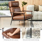 Glitzhome 33.75 W Mid-Century Modern Leatherette Armchair With High Back and Padded Arms - 33.75  W x 39.5  H x 28  D
