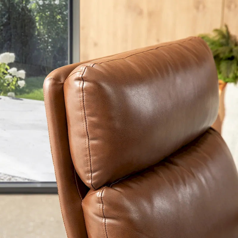 Glitzhome 33.75 W Mid-Century Modern Leatherette Armchair With High Back and Padded Arms - 33.75  W x 39.5  H x 28  D