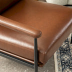 Glitzhome 33.75 W Mid-Century Modern Leatherette Armchair With High Back and Padded Arms - 33.75  W x 39.5  H x 28  D