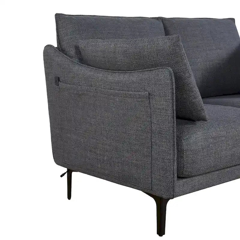 Christopher Knight Home - 2.5-Seater Sofa with USB Charging Port & Metal Legs