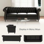 Naro Mid-Century 84  Modern 3 Seater Chesterfield Sofa Couches by Christopher Knight Home