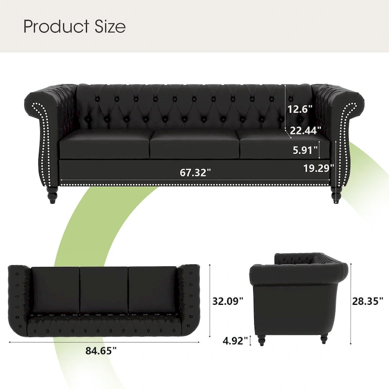Naro Mid-Century 84  Modern 3 Seater Chesterfield Sofa Couches by Christopher Knight Home