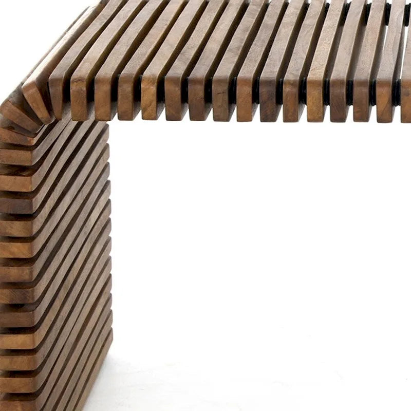 HomeRoots 26  Brown Solid Wood Stripes Coffee Table - 26' X '18' X '48