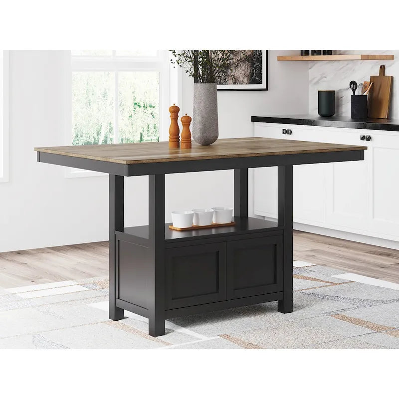 Signature Design by Ashley Wildenauer Brown/Black Rectangular Dining Counter Table - 60 W x 38 D x 36 H